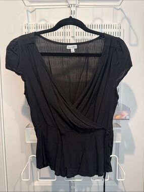 lovestitch Black Wrap Short Sleeve Top